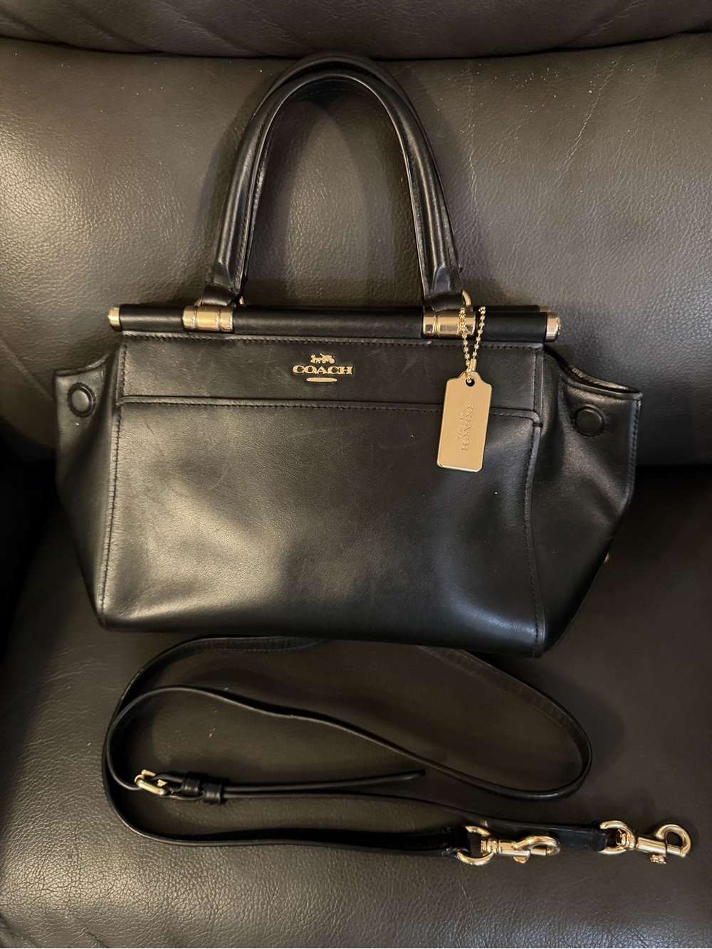 Coach Grace 20 Black Leather Bag